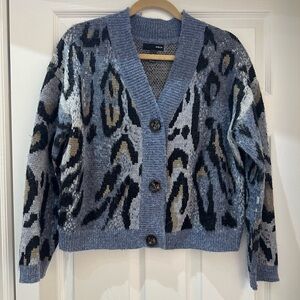 AQUA Blue and Black Leopard Cardigan size M
